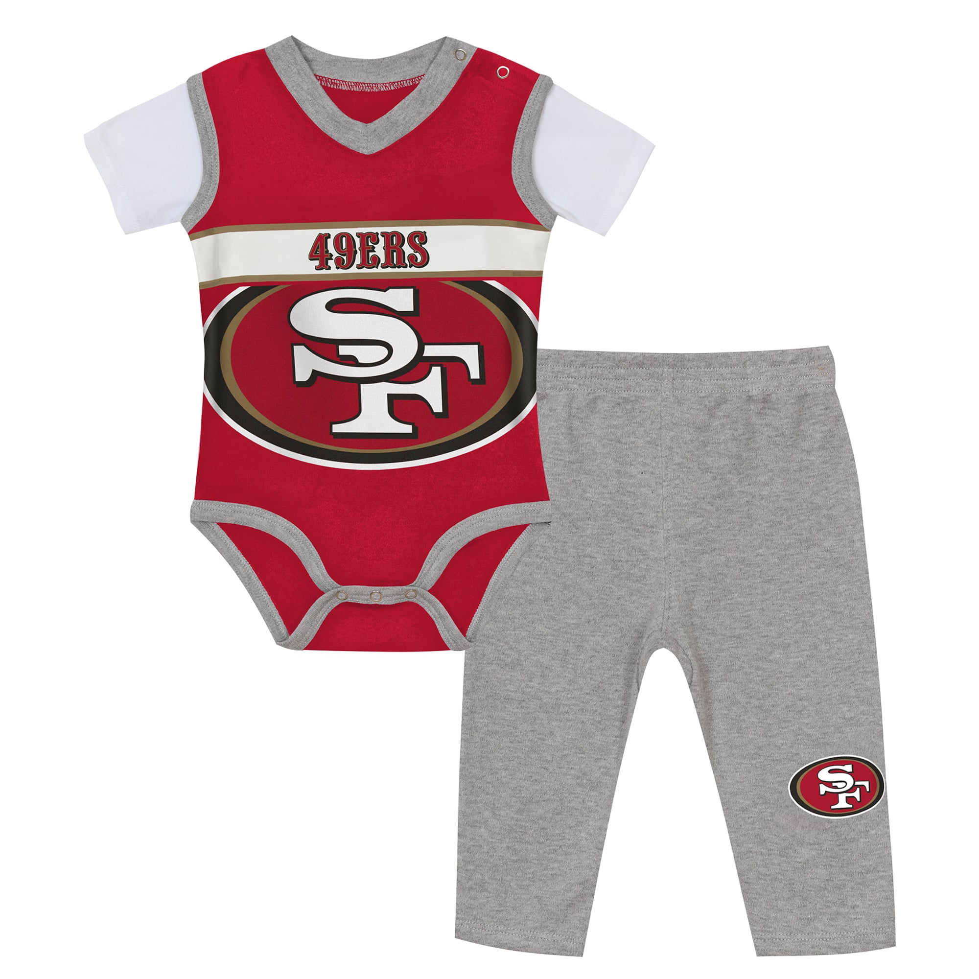 Ensemble body et pantalon deux pièces en jersey San Francisco 49ers pour bébé Outerstuff écarlate/gris chiné